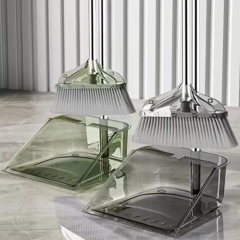 Soft transparent plastic broom, dustpan, home set stainless steel