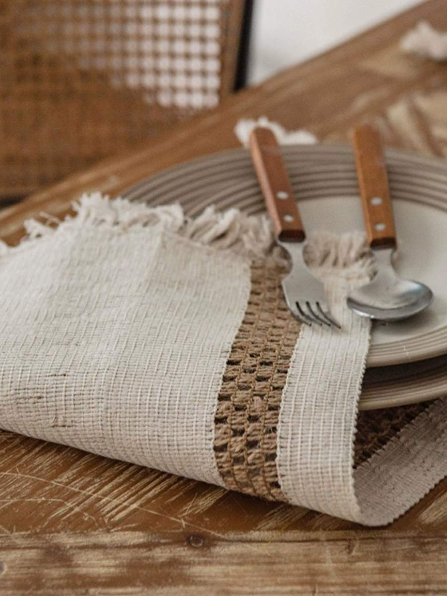 Woven rectangular decorations, wholesale, cotton and linen, American style, french style