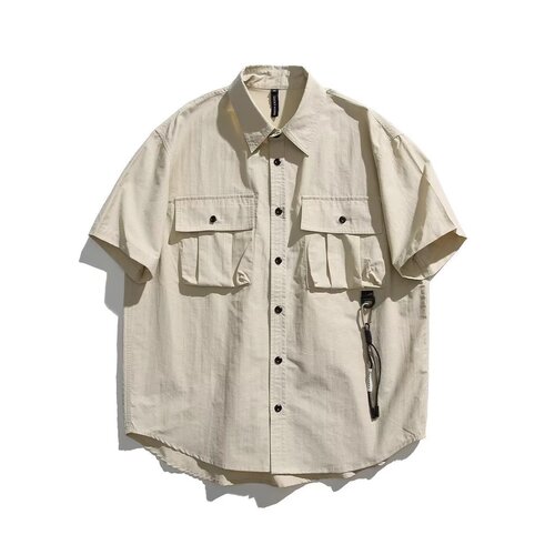 Japanese Retro Workwear Short-Sleeve Shirt for Men 2024 Summer Trend Brand Outdoor Casual Versatile Youth T-shirt Jacket