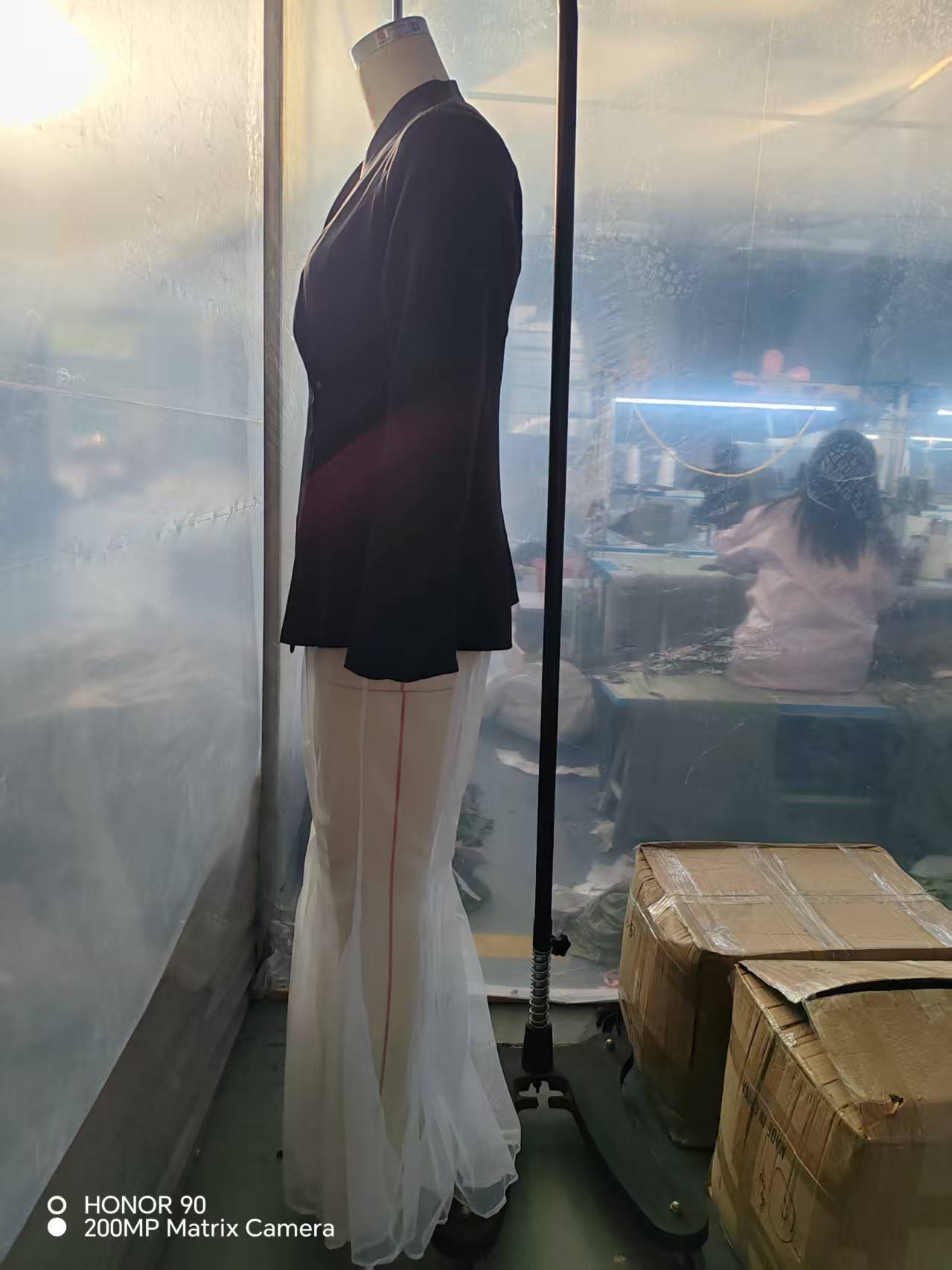 Dam blazer och kjol set i mesh i enfärgad modestil_voghion.com
