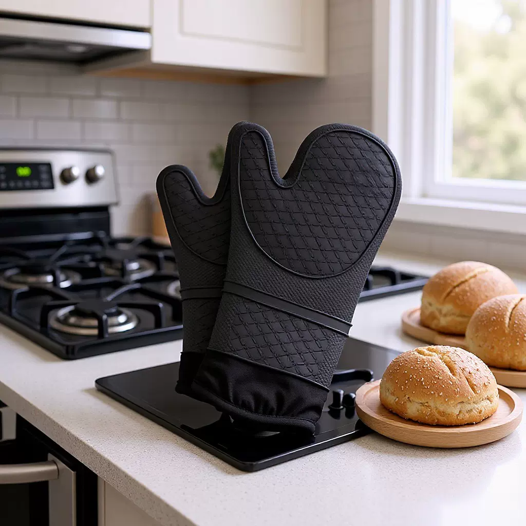 亚马逊隔热手套 家用厨房微波炉烘焙手套 烤箱加厚硅胶隔热手套