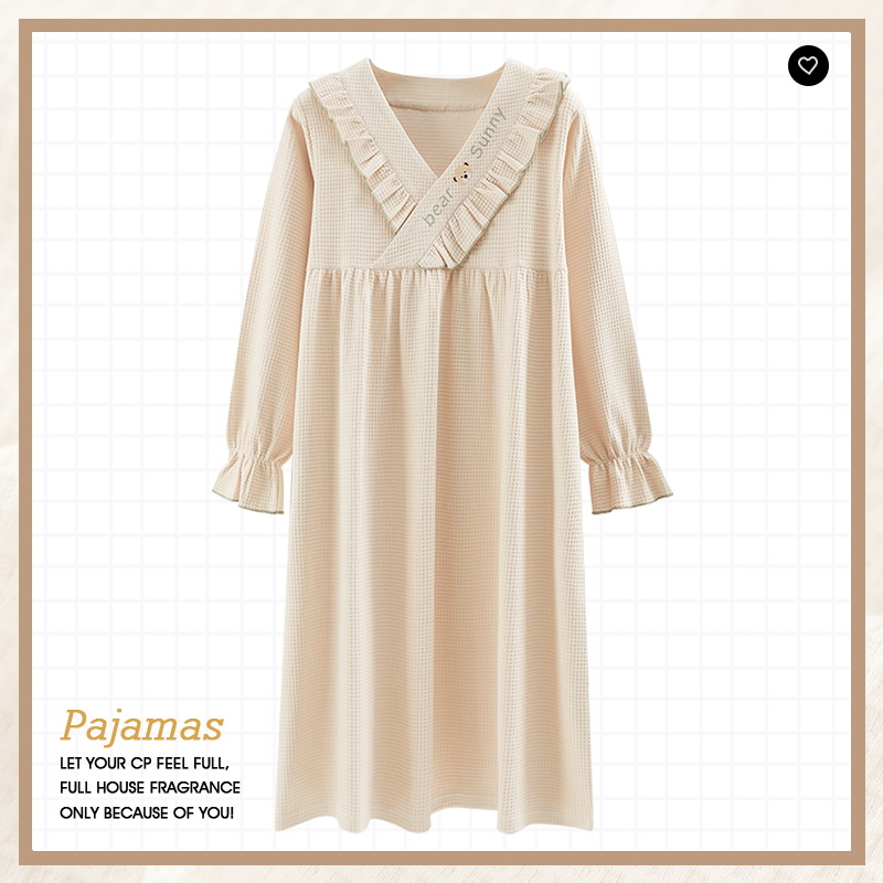 Transfronterizos exclusivos para al por mayor pijamas de primavera y otoño de mujeres pijamas de algodón de manga larga ropa dulce para el hogar una pieza