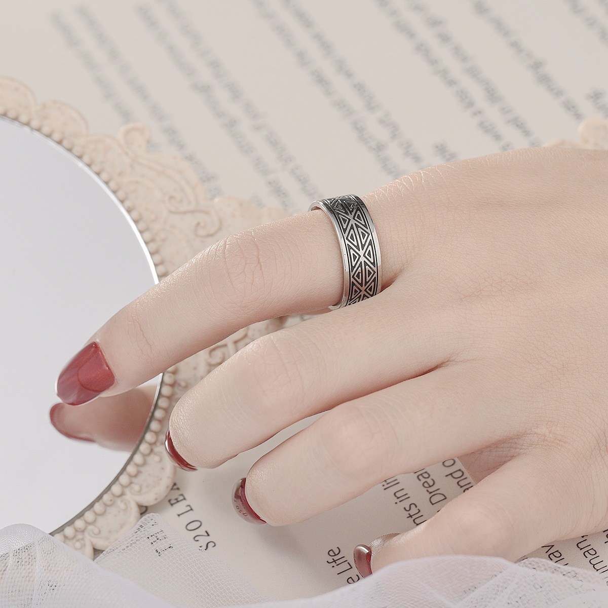 9g Weight Rings Classification Retro Titanium Steel Geometric Men Band Rings
