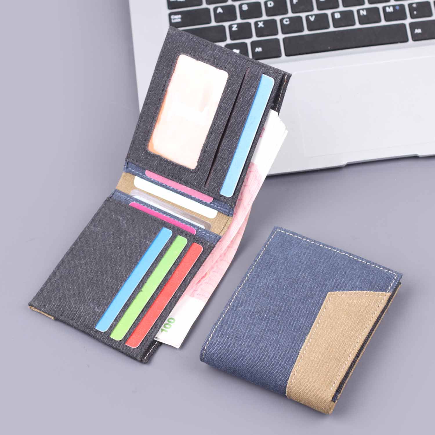 Canvas cartera corta para hombres cartera de tarjetas en una cartera de hombre cartera de jeans cartera transfronteriza