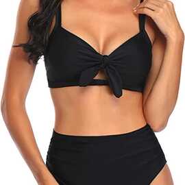 亚马逊速卖通跨境专供欧美女式分体蝴蝶结比基尼海边度假游泳衣