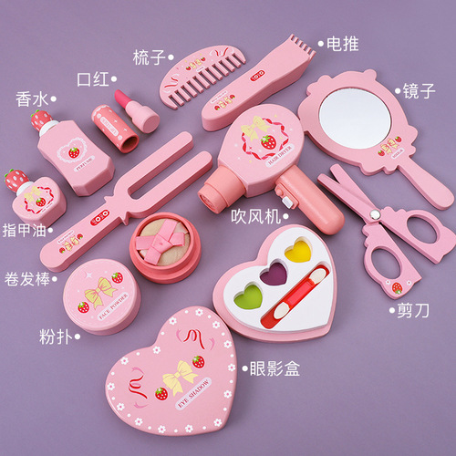 Wooden children's dressing table makeup toys play house girl princess birthday gift set cosmetics