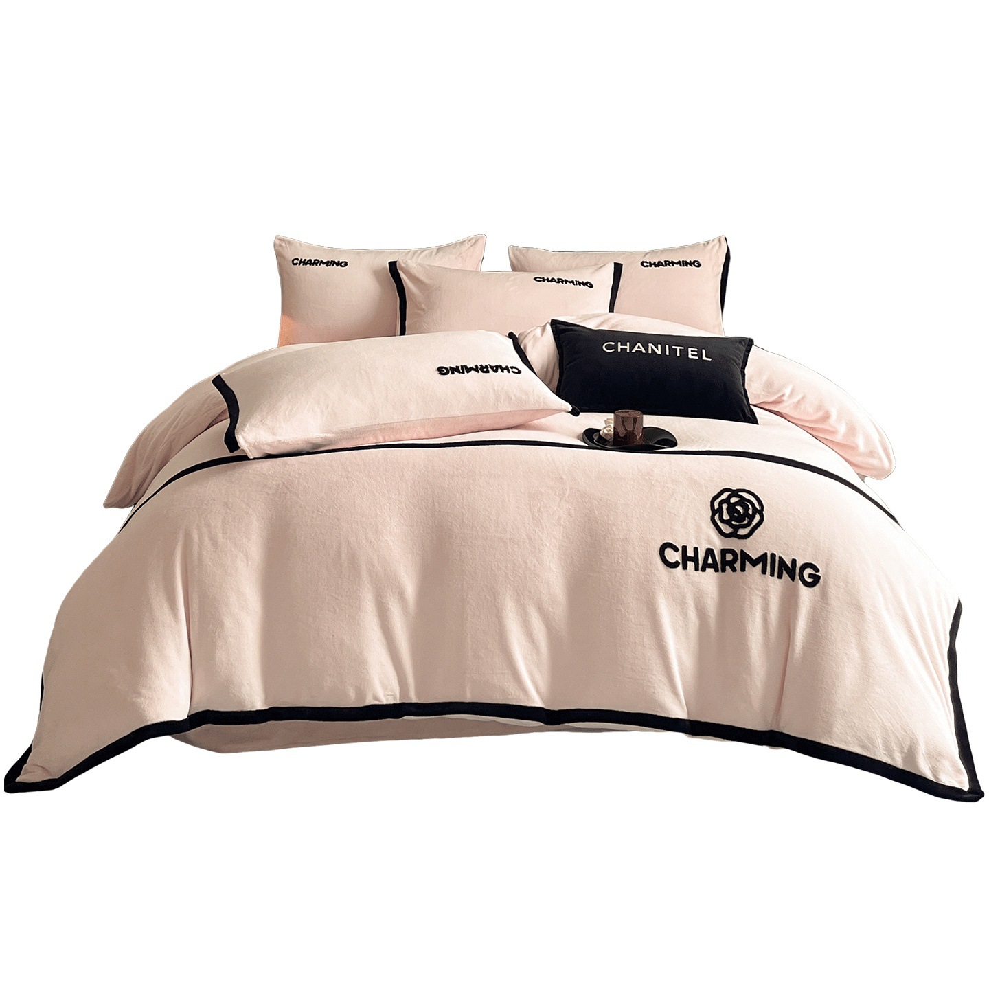 Invierno más cama de lana de cuatro piezas conjunto 2025 nueva cama de lana de leche gruesa sábanas de lana de coral cubierta de colcha de tres piezas