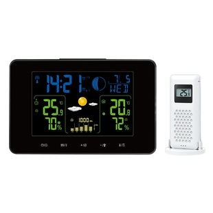Amazon hot color screen weather clock RF wireless weather forecast electronic clock indoor and outdoor temperature and humidity meter