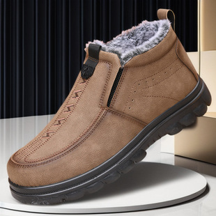Cross-border Men's plus size Cotton Shoes Winter New Thickened Thick Thick Sole Slip-on Dad Old Beijing Warm Shoes for Men