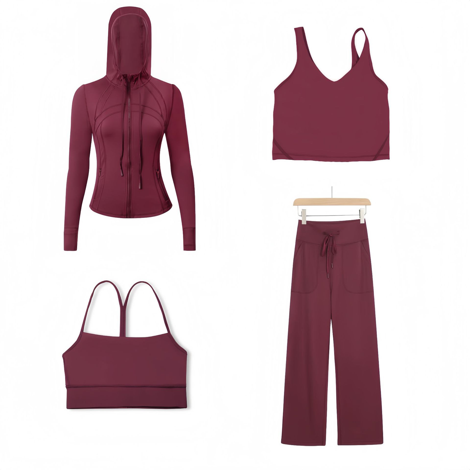 Dames sportset 4-delig slim fit met capuchon jack en broek_voghion.com