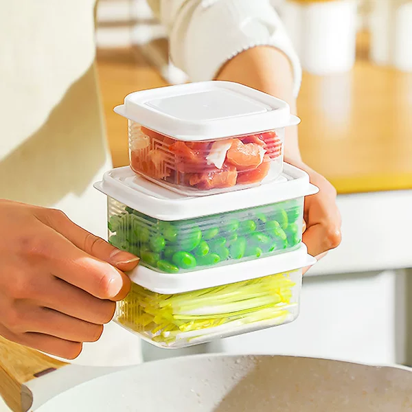 Refrigerator Storage Box Food Grade Sealed Box Frozen Meat Fresh-keeping Box Rice Sub-box Vegetable Green Onion Ginger Garlic Small Box