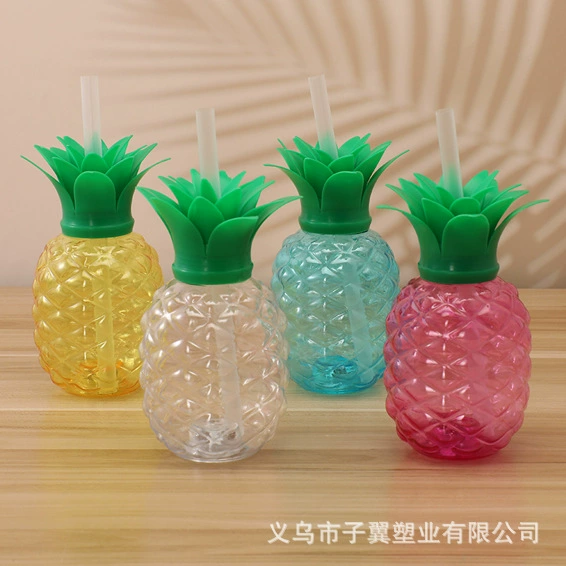Новая горячая распродажа фабрика прямых продаж пластиковая форма соломинная чашка ананасовая чашка с водой с соломкой сетка красного молочного чая чашка сока