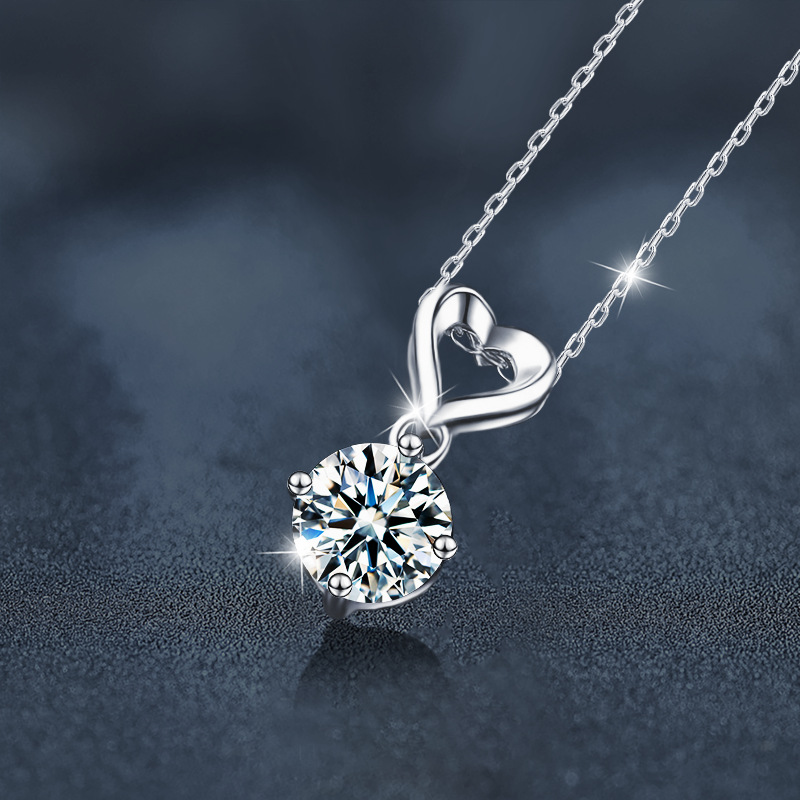 대외 무역 고전 사랑 MOISSANITE 1 캐럿 목걸이 S925 순수 실버 그물 레드 올 매치 펜던트 크로스 국경 도매