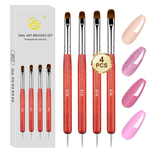 New Double-Ended Mahogany Bar Manicure Pen Phototherapy Dot Pen Set 4 Boxed Phototherapy Construction Amazon Bestseller