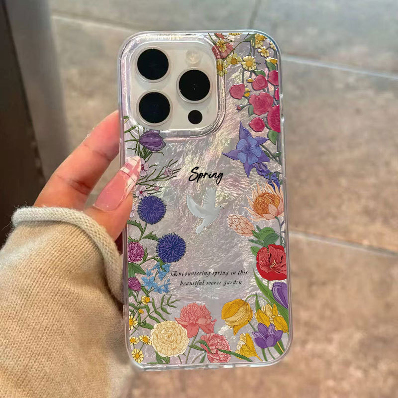 小鸟花卉适用iphone17手机壳苹果16pro潮流14promax13欧美15少女