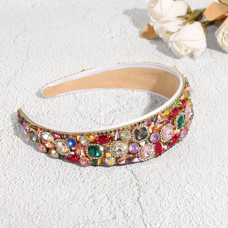 Rhinestones Inlay Material Daily Occasion Geometric Pattern Retro Geometric Cloth Inlay Rhinestones Hair Band