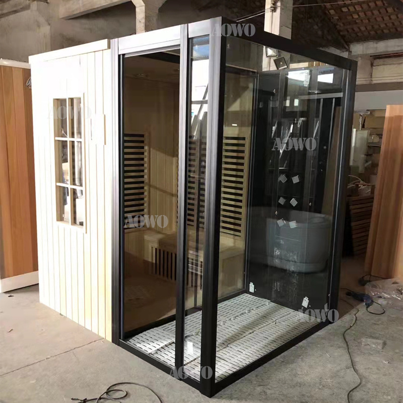 Ducha húmeda y seca sala de combinación sauna integrado de doble uso multifuncional luz onda sala de ducha saunaroom