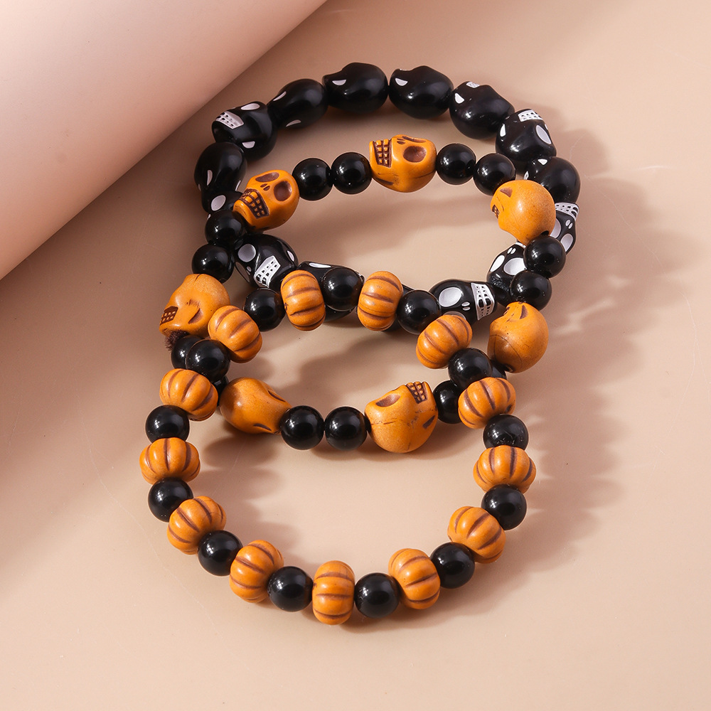 Halloween Beaded Bracelet Set Skull Pumpkin Personality Fun String Bracelet Accessories_voghion.com
