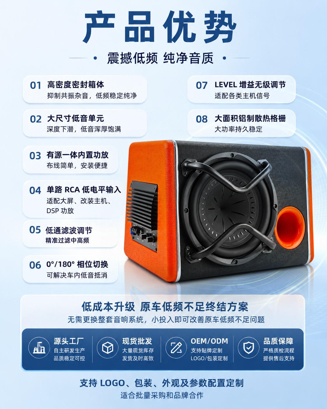 Source Factory Car Active Subwoofer 10inch Trunk Box Subwoofer 12V Super Bass Audio Wholesale Oem