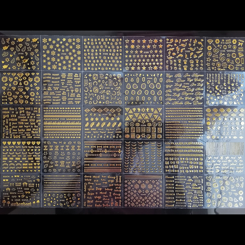 3D Nail Stickers 30 gilded Dolphin Line Nail Art Decals Letter Nail Stickers Nail Art Accessories