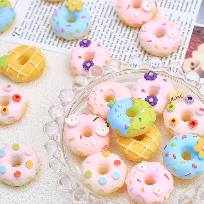 Pastoral Style Donut Food Toy Creative New DIY Resin Accessories Cream Glue Mobile Phone Case Headdress Hairpin