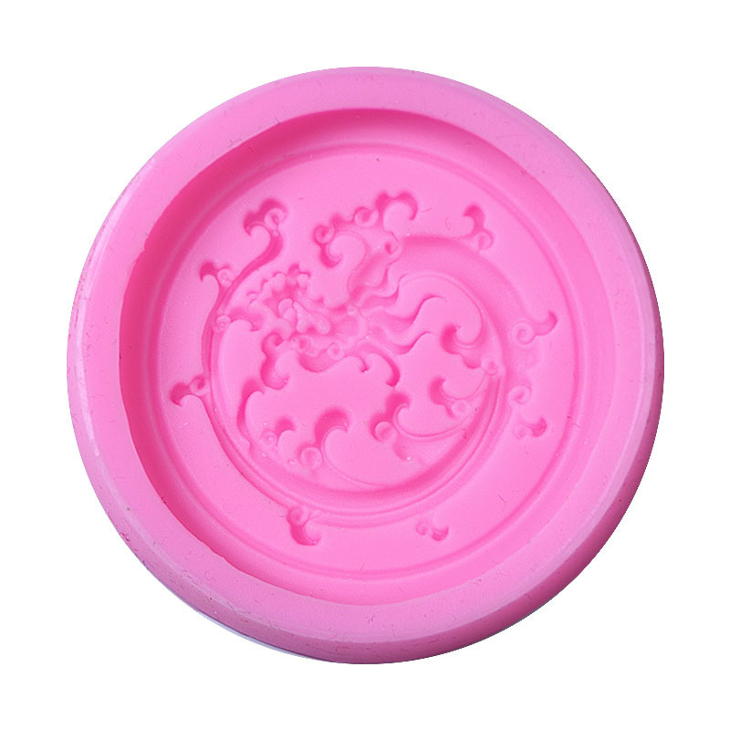Estilo chino dragón patrón peonía flor doble Xi patrón de silicona molde hecho a mano jabón aromaterapia vela molde creativo decoración para hornear