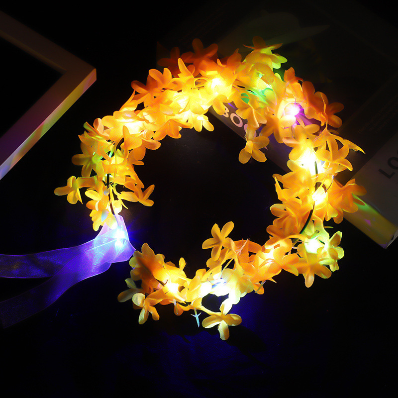 Mori nueva transfronteriza Hawaiana luminosa Garland accesorios para el cabello Súper diadema de hadas al aire libre punto escénico Foto Garland suministro