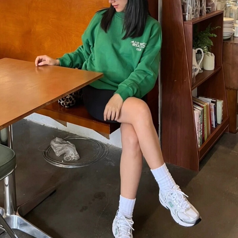 American Retro Printed Women's Casual Round Neck Sweatshirt American Trendy Casual Versatile Long-Sleeved Sports Running Suit