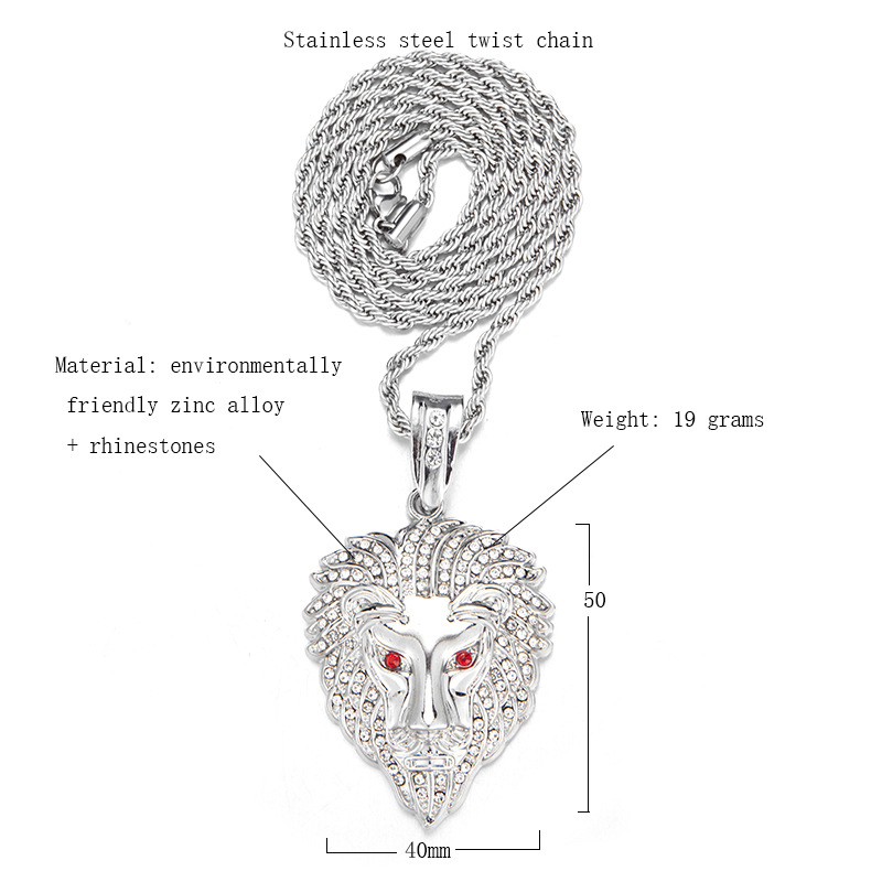 Men's lion head domineering hip-hop pendant with personalized design and Cuban chain accessories_voghion.com