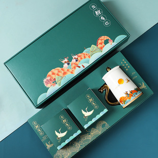 Dragon Boat Festival High-end Gift Box Palace Style Chinese Tea Cup Tea Water Separation Personal Cup Office Cup Zongzi Festival Gift