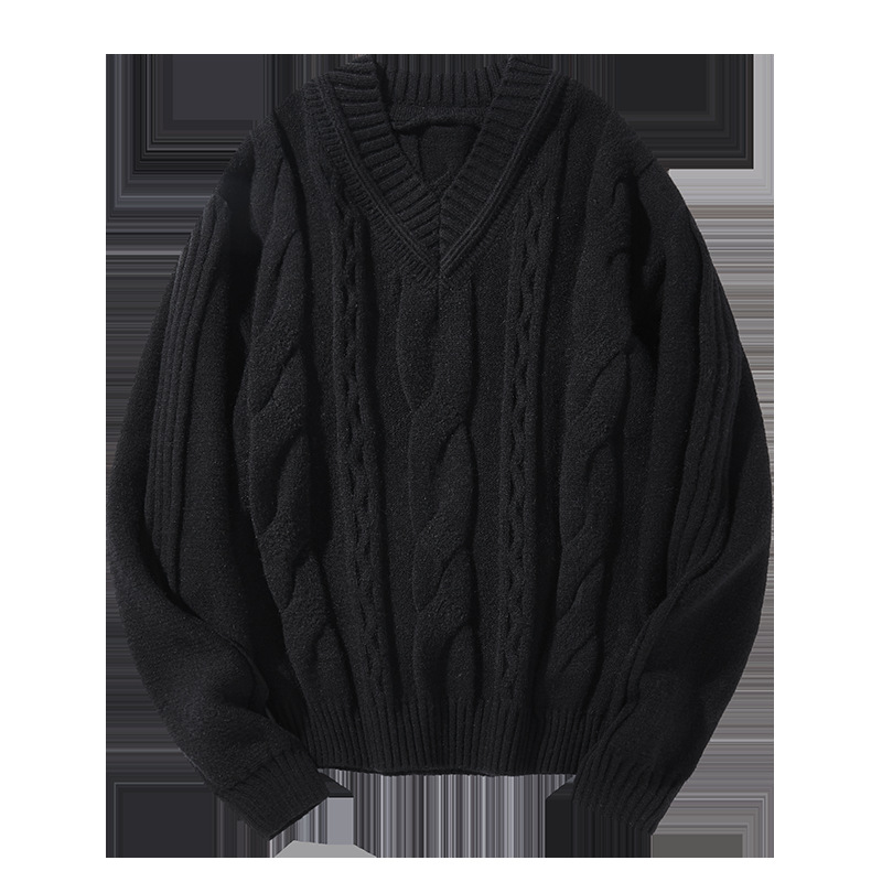 Men's Cable-Knit Round Neck Sweater – Trendy Loose Fit, Soft & Breathable For Autumn & Winter_voghion.com