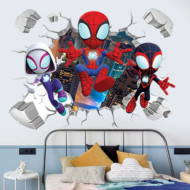 Мультфильм аниме Мстители Человек-паук Халк граффити украшение 3D настенный мультфильм ПВХ самоклеящаяся водонепроницаемая наклейка.