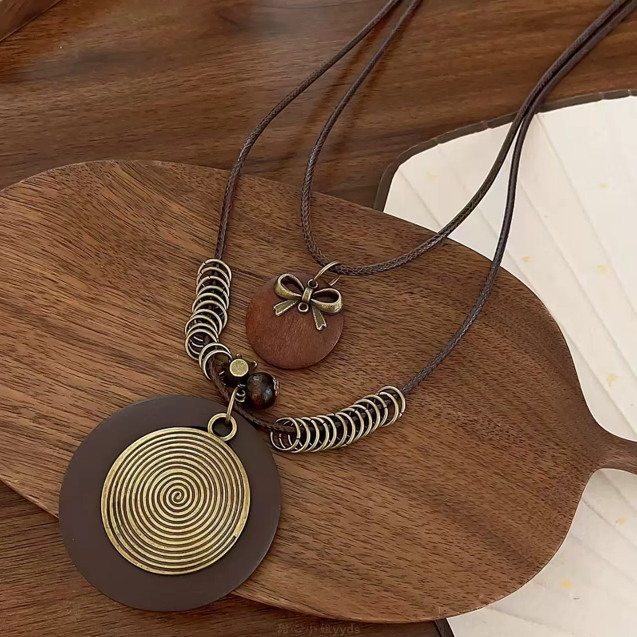 Long retro ethnic necklace, sweater, chain, accessory, Chinese style, ethnic style, boho style