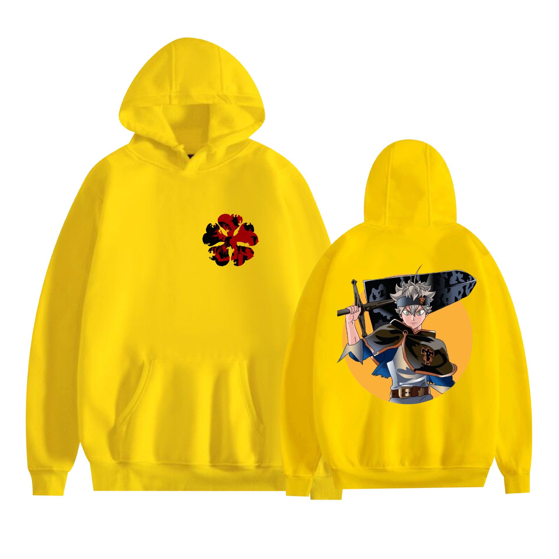 Trébol de cuatro hojas negro nuevo transfronterizo Black Clover animación periféricos hombres y mujeres suéter con capucha suelto casual