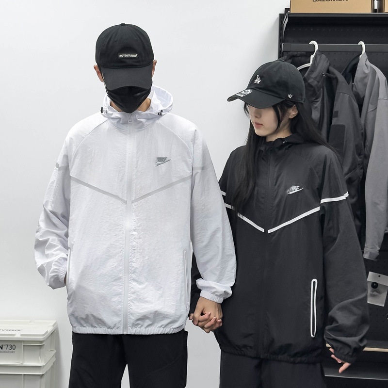 Cross-Border Thin Outdoor Sports Sun Protection Clothing Trendy Brand Unisex Summer Running Quick-Dry Hooded Reflective Skin Jacket