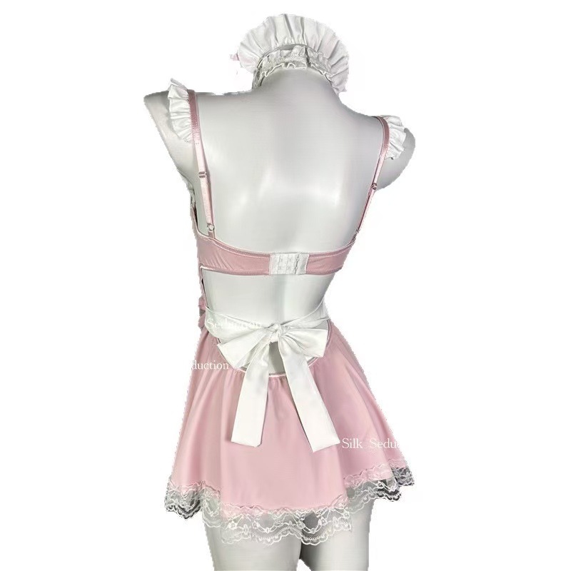 Maid Roleplay Lingerie Set with Underwire Push-Up Dress, Headband and Apron — detail image 5