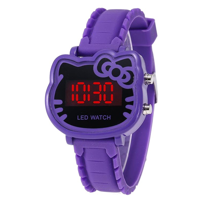 Fabricante en stock Venta caliente lindo gato de dibujos animados LED reloj electrónico de silicona reloj de moda juvenil reloj femenino estudiante