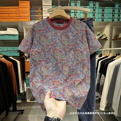 カシューフラワーファッションブランド Tシャツメンズ 2025 夏新韓国スタイルスリム半袖若者薄い半袖 Tシャツ