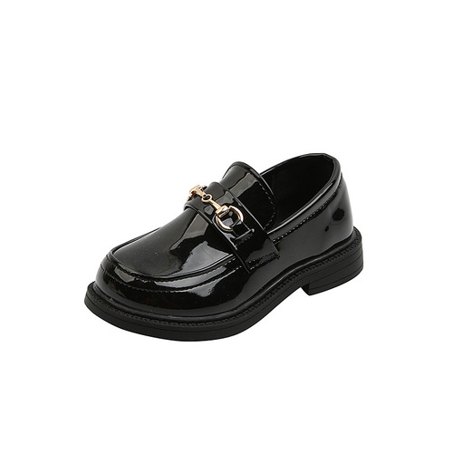 Girls' leather shoes 2024 spring and autumn new fashion college British children's shoes little girls flat shoes cross-border