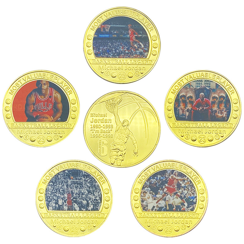 NBA Michael Jordan Superstar Commemorative Coins Gold Plated Collection Commemorative Badges Wholesale