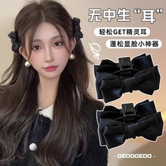 黒の小さなリボンクリップ女性の夏のエルフ耳固定ヘアピンプリンセスヘッド耳後ろヘアピンヘッドバンド