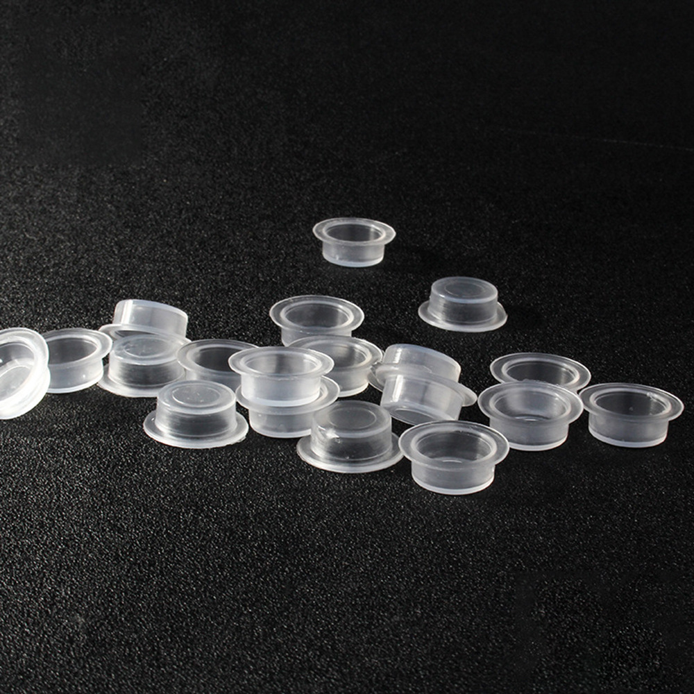 Disposable tattoo color cup translucent flat bottle mouth puncture tool accessories