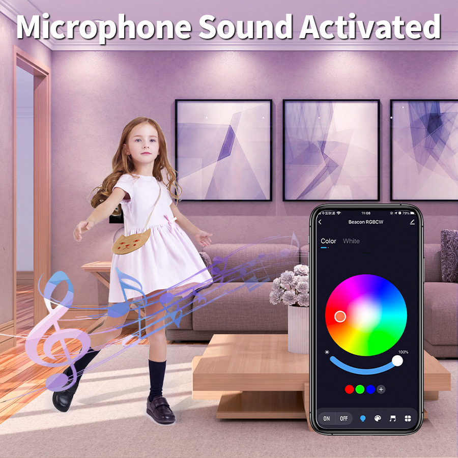 Tuya graffiti Bluetooth Smart downlight Alexa control de voz a todo color atenuación RGBCW Google altavoz Luz de cinco vías