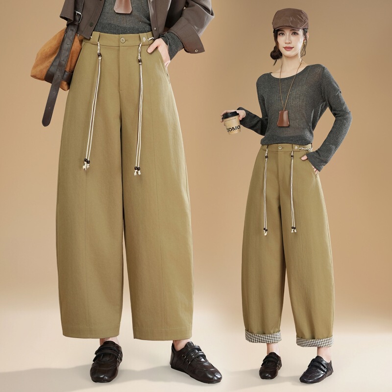 Women's high-waisted cropped wide-leg pants with drape effect, 2026 new autumn slim-fit casual pants for petite figures Women's high-waisted cropped wide-leg pants with drape effect, 2026 new autumn slim-fit casual pants for petite figures