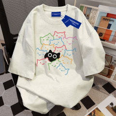 綿100% アメリカンデザイン 楽しいプリント 半袖 レディース カジュアル Tシャツ 夏 インズ トレンド ゆったり スリム トップス