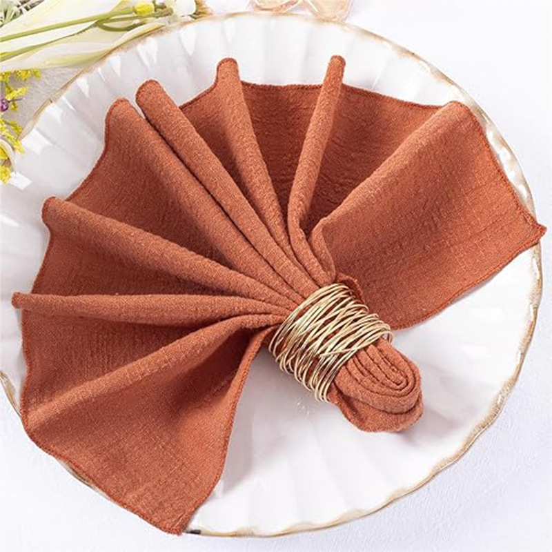 High-end cotton-linen solid color napkin folding flower mouth cloth restaurant shein western food napkin ring cup wiping cloth pad