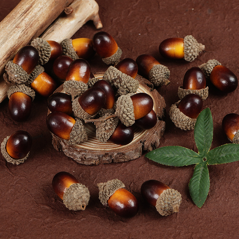 仿真橡果模型橡栗松果坚果泡沫榛子果摄道具圣诞节装饰品摆件配件
