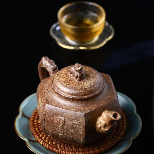 A six-sided teapot, Yixing zisha teapot manufacturer, wholesale, dropshipping tea set, cross-border live streaming gift, WeChat supplier