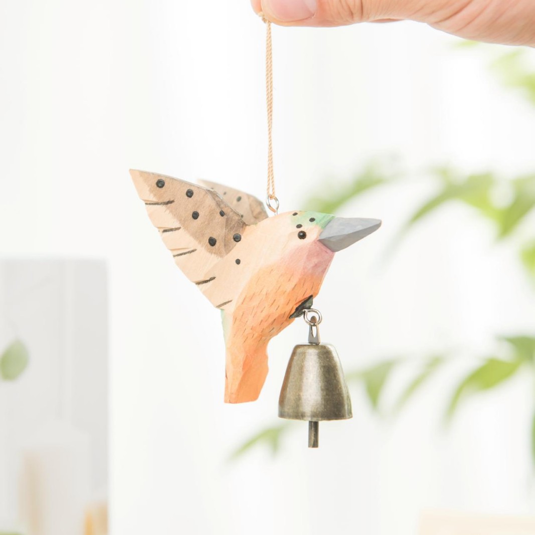 Hecha a mano colibríes colgar decoración de mesa campana colgar decoración de patio campana de viento pájaros