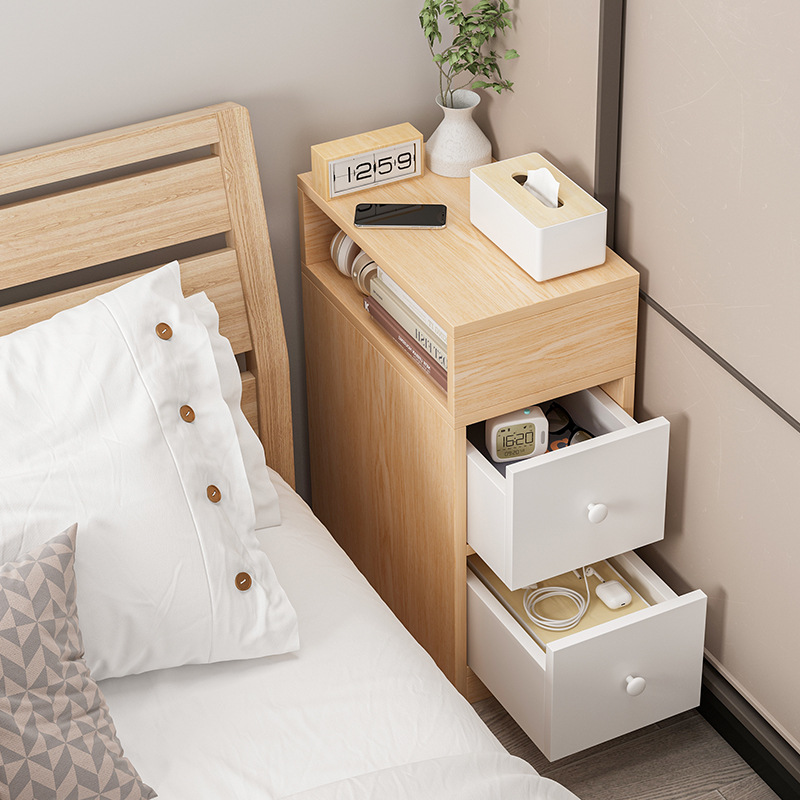Mesita de noche estrecho pequeño dormitorio minimalista moderno pecho de cajones simple estante de almacenamiento de cabecera brecha de cabecera pequeño gabinete